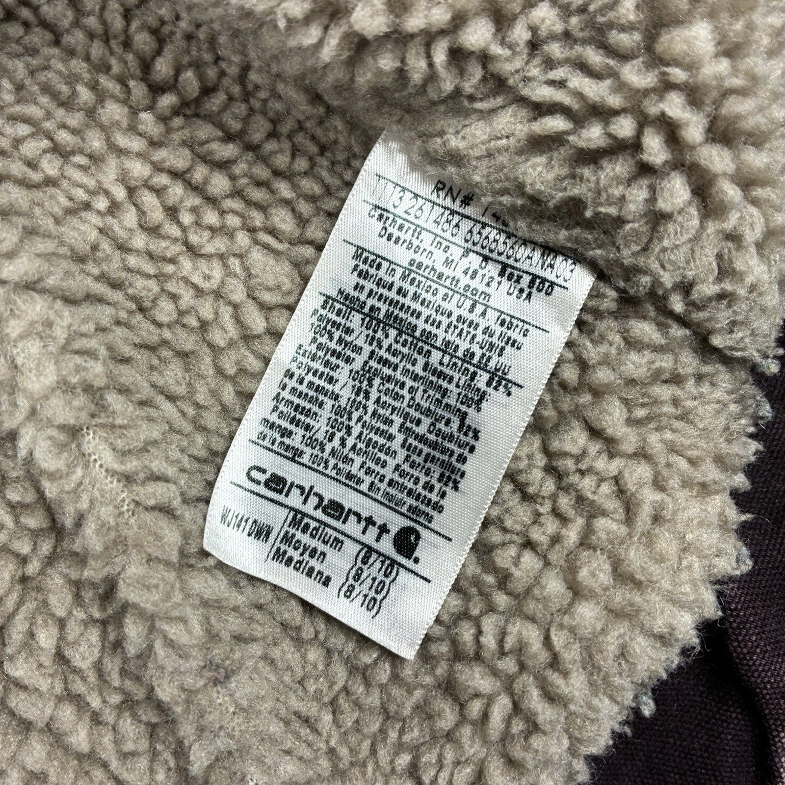 Vintage Carhartt WJ141 Women’s Sherpa Lined Duck Jacket – Burgundy Hooded – Size M