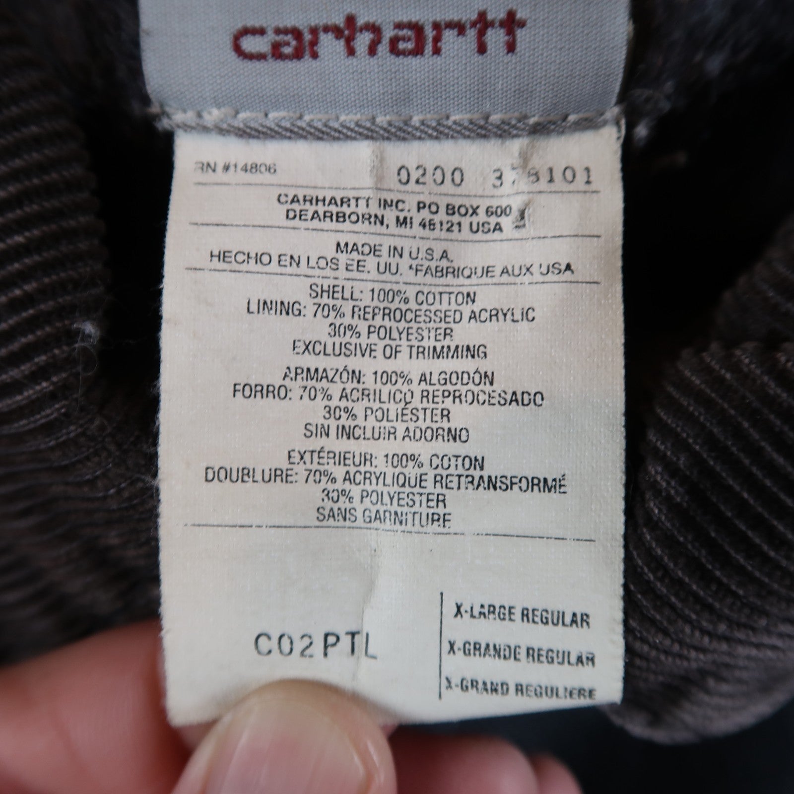 Vintage 90s Carhartt C02 Chore Jacket – Men’s XL Gray Blanket Lined, Union Made USA