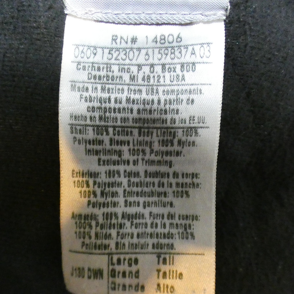 Carhartt J130 DWN Hooded Jacket – Men’s Large Tall (LT) Deep Wine Duck Canvas Distressed