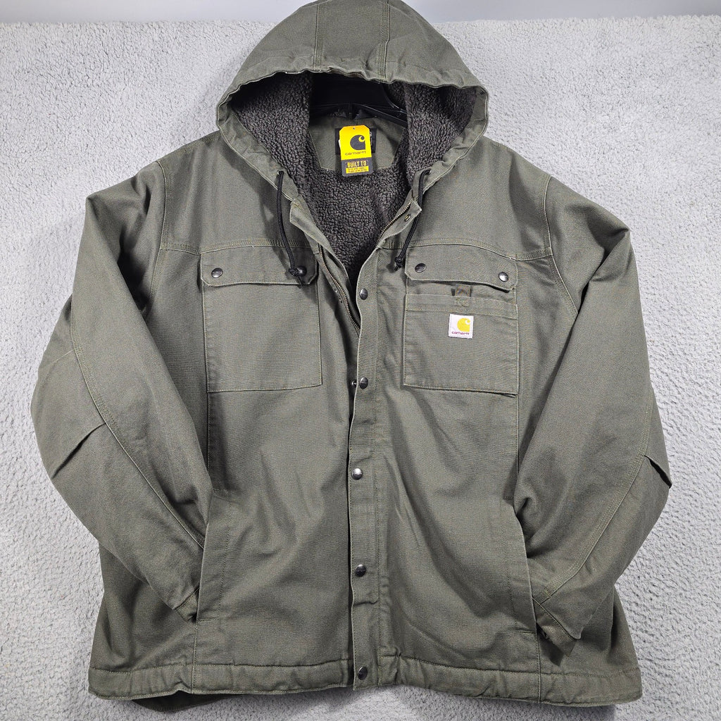 Carhartt Sherpa-Lined Hooded Jacket – Men’s 3XL Green Heavyweight Outdoor (NWT)