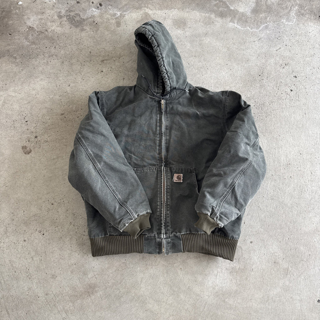 Vintage Carhartt J130 MOS Hooded Jacket – Men’s XL Moss Green Duck Canvas Quilted Lined