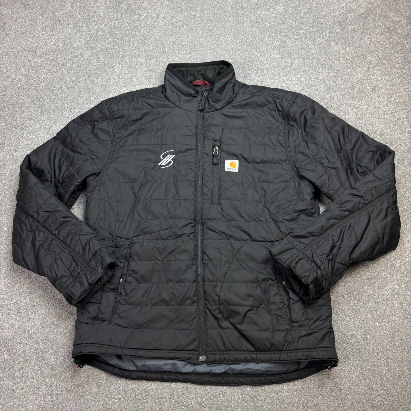 Carhartt Men’s Lightweight Puffer Jacket – Black | Lined Outdoor Y2K Style (Size M)