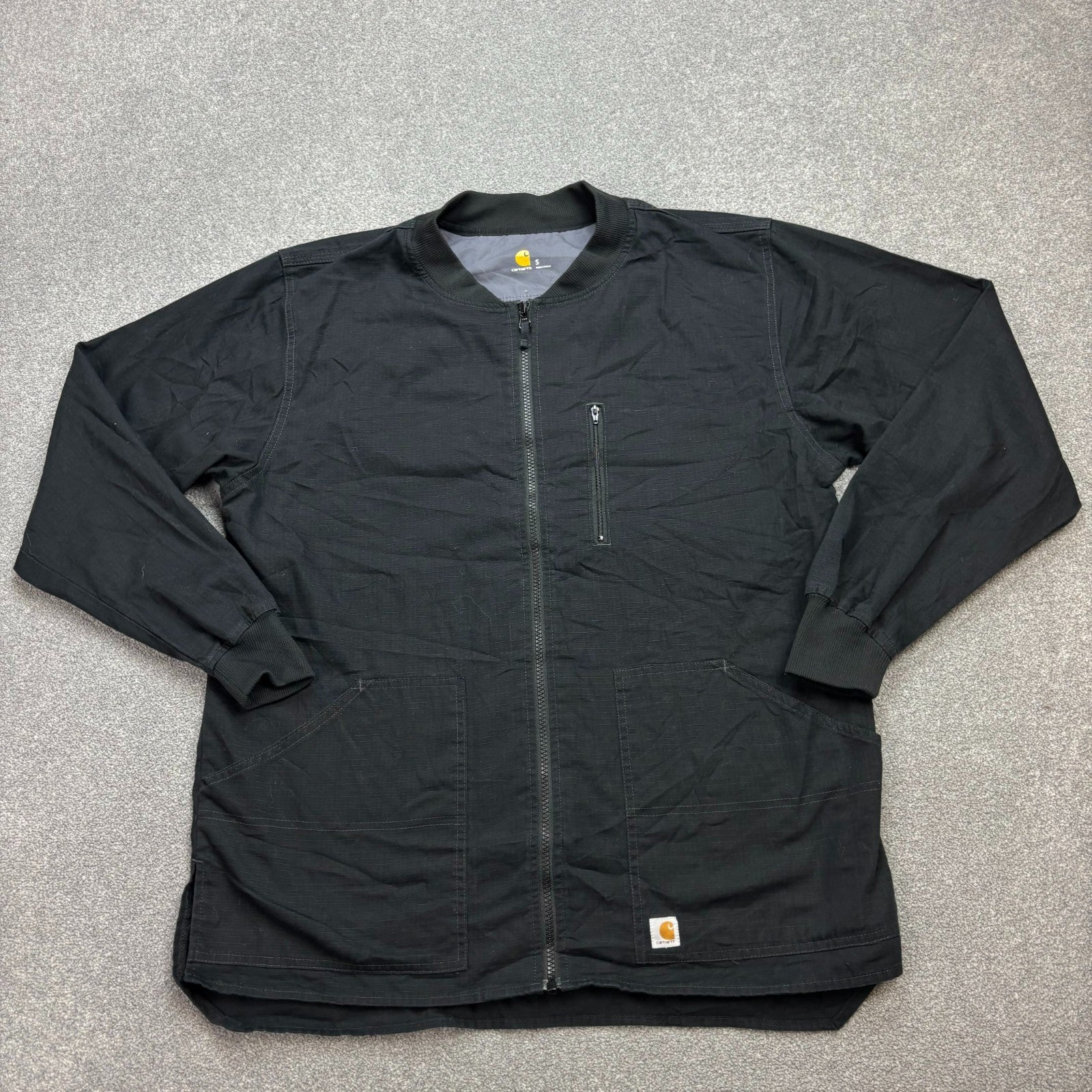 Carhartt Men’s Canvas Bomber Jacket – Black Workwear Chore Utility, Small