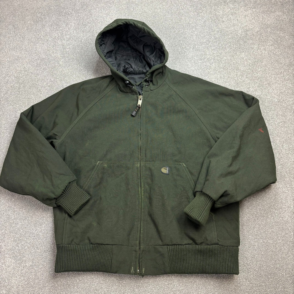 Carhartt J69 Active Jacket Men’s Medium – Green Quilted Lined Workwear Hoodie