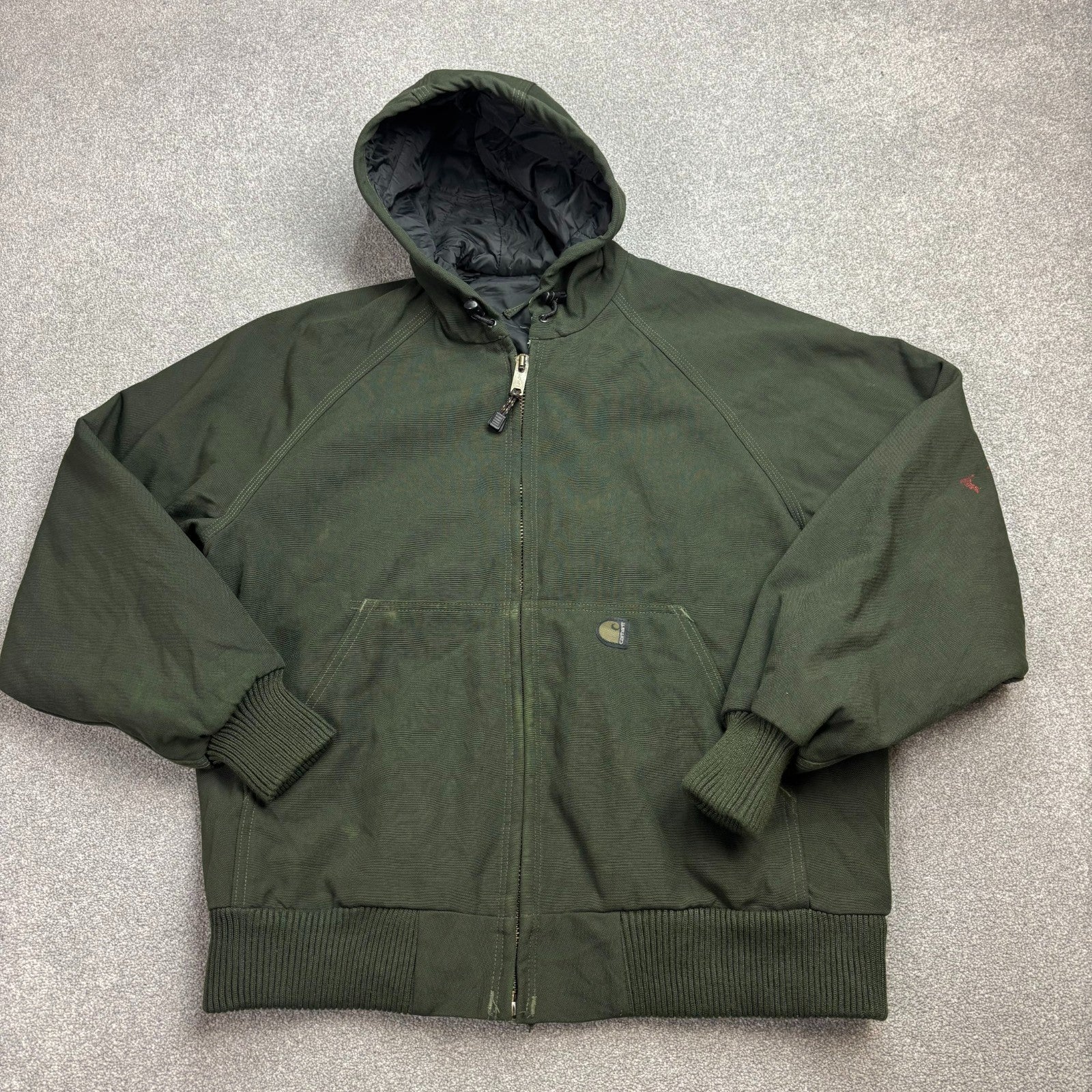 Carhartt J69 Active Jacket Men’s Medium – Green Quilted Lined Workwear Hoodie