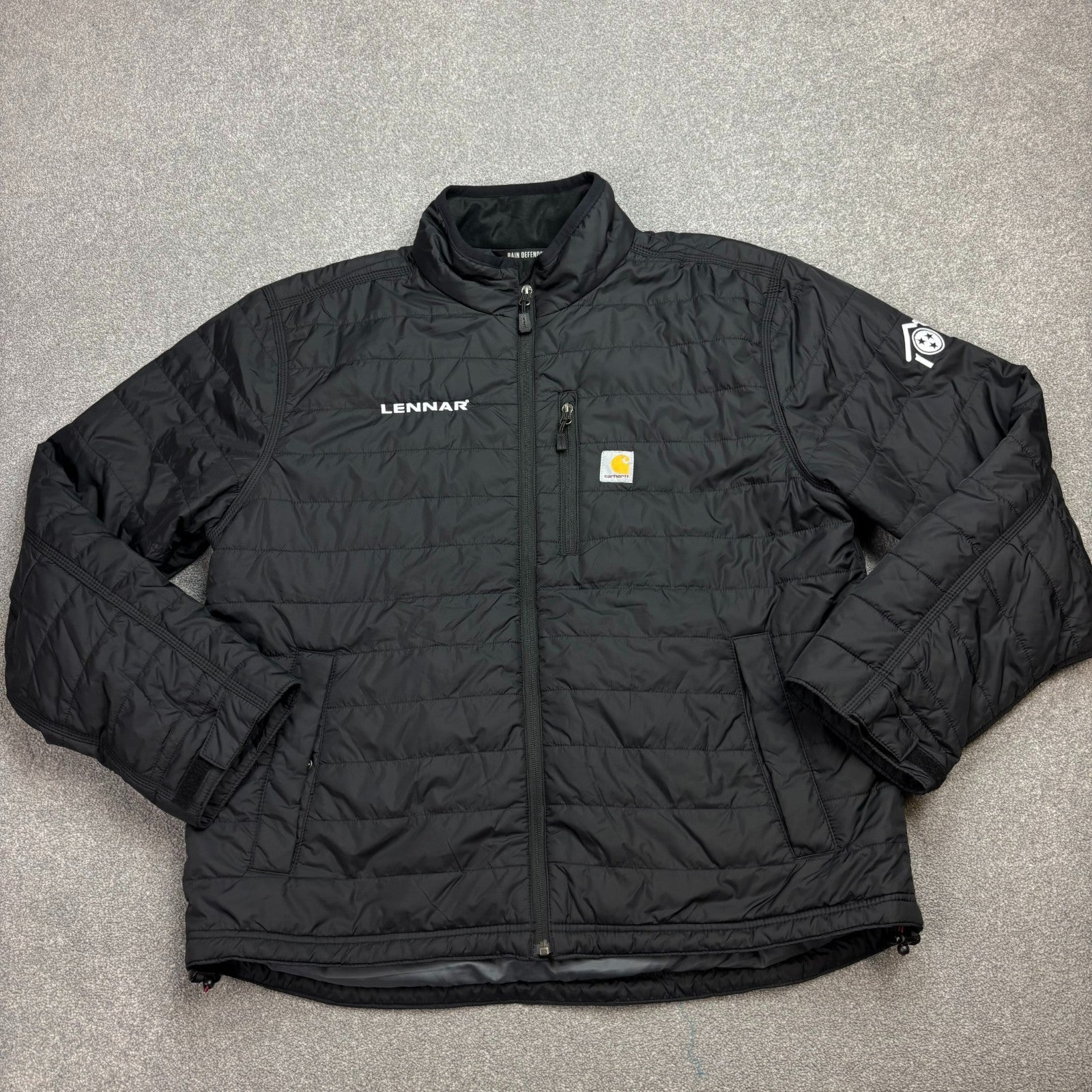 Carhartt Men’s Rain Defender Puffer Jacket – Black | Lightweight Lined (Size L)