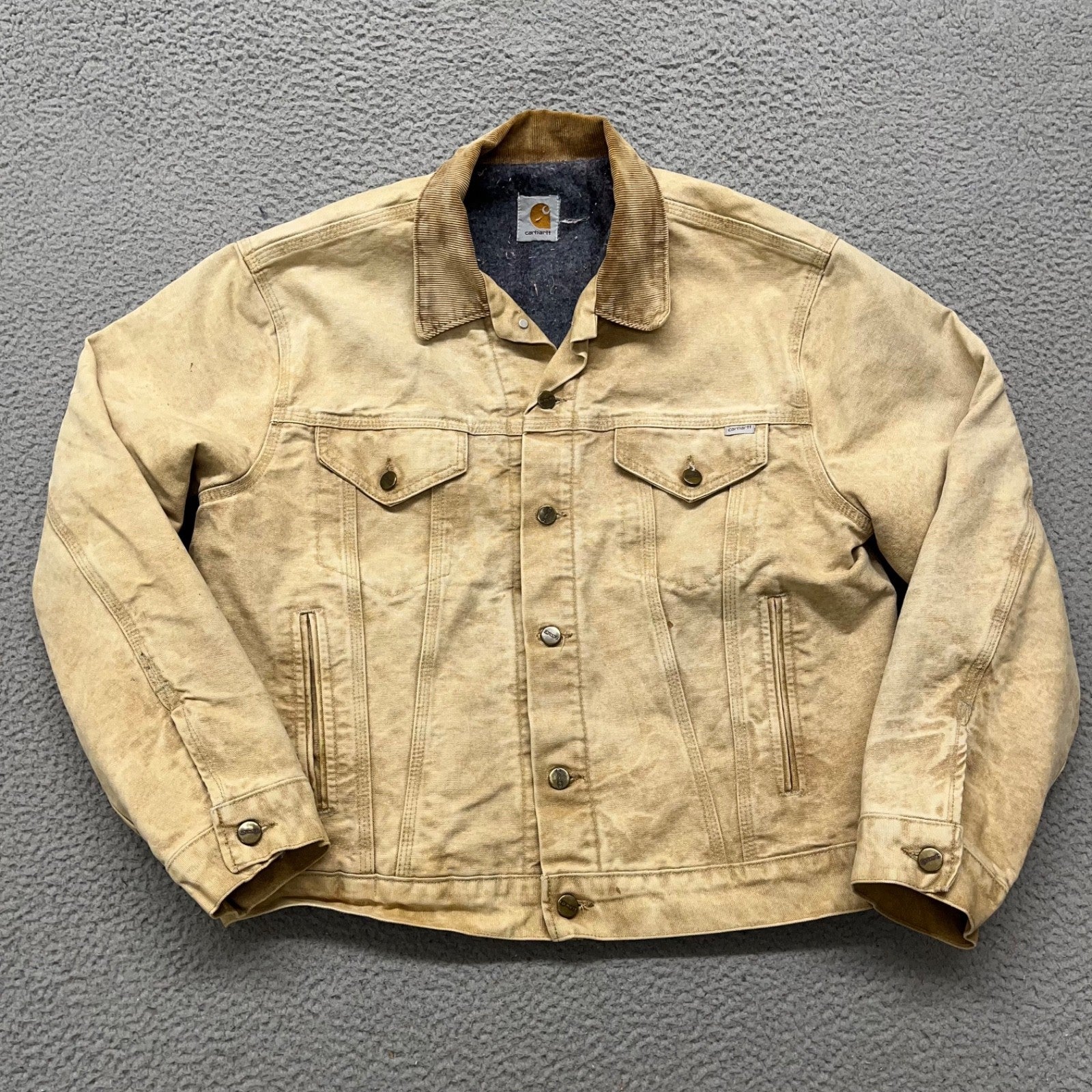 Vintage Carhartt Trucker Jacket – Men’s Medium – Brown/Tan Blanket Lined Workwear