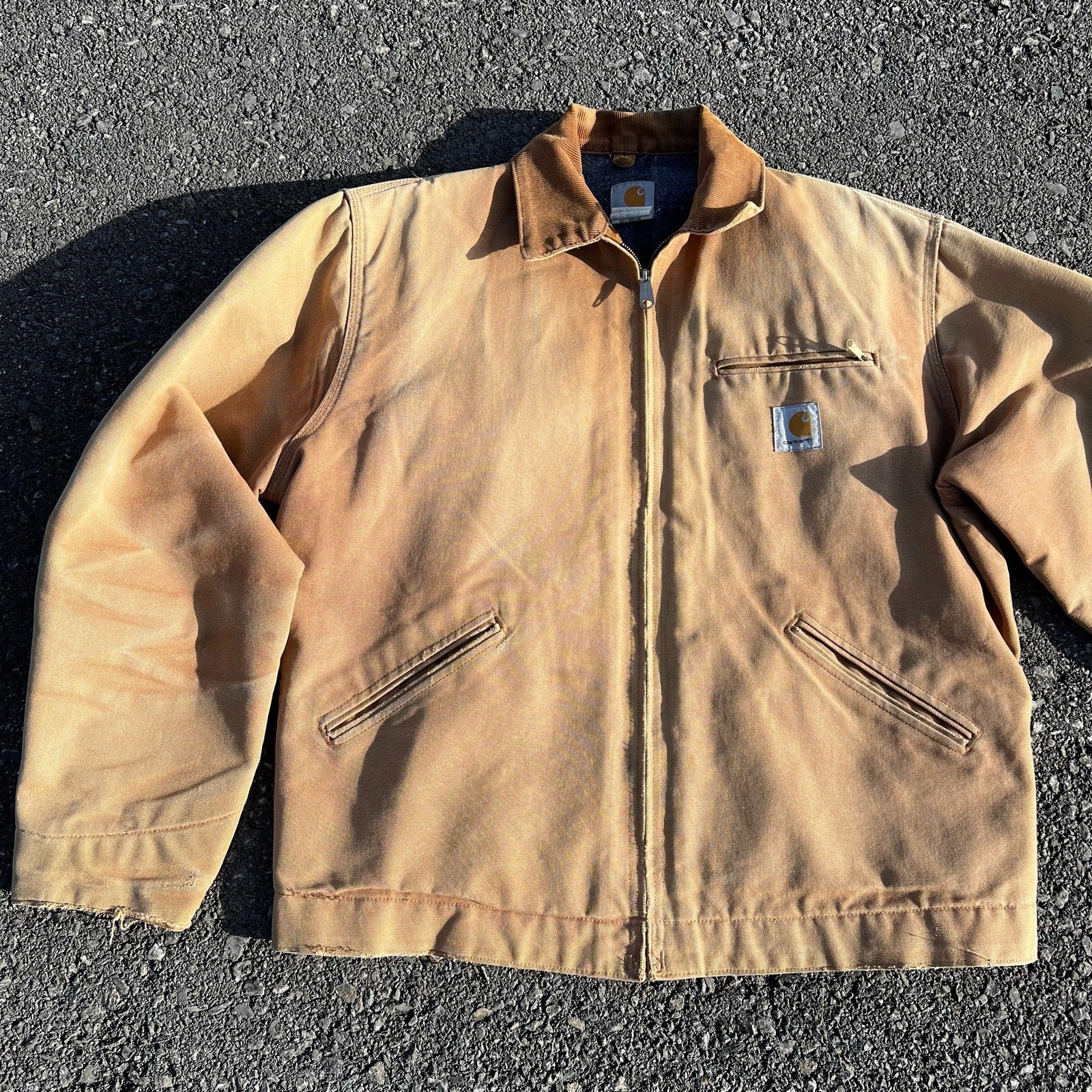 Vintage Carhartt J01 Detroit Jacket – Men’s 46 Tall Brown Faded Blanket Lined