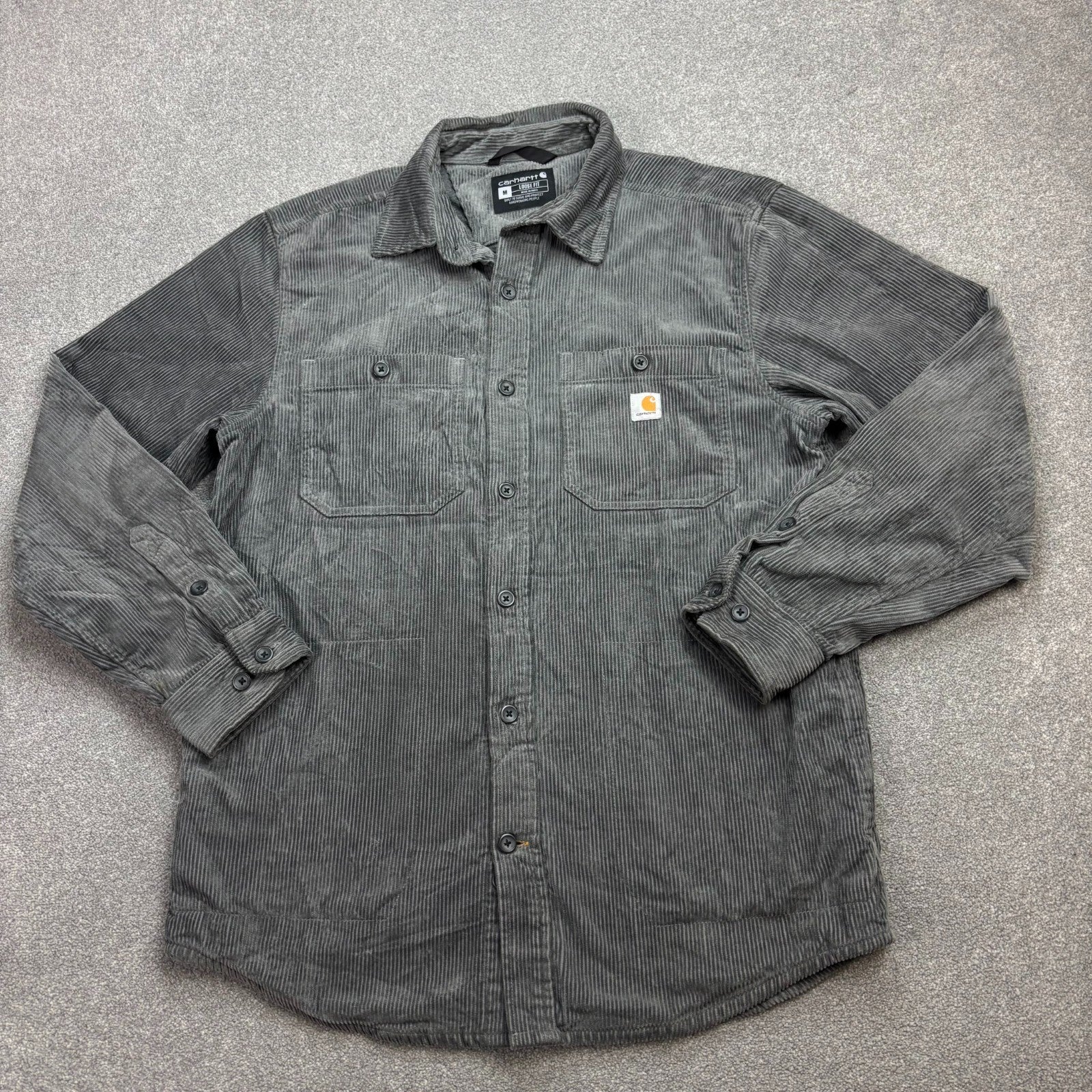 Carhartt WIP Corduroy Overshirt Shacket – Men’s Medium, Grey Utility Chore Jacket
