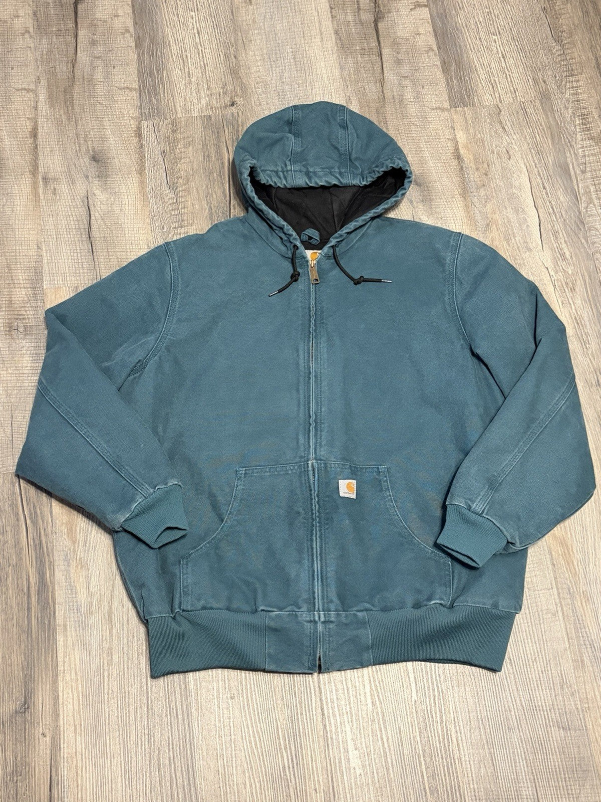 Women’s XL Vintage Carhartt WJ130 Hooded Jacket – Rare Teal (443) – Size 16/18