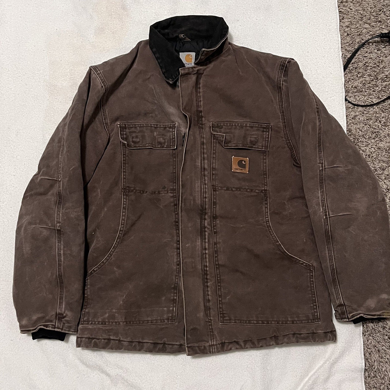 Vintage Carhartt Barn Chore Coat – Men’s Medium Brown Duck Canvas Quilted Lined