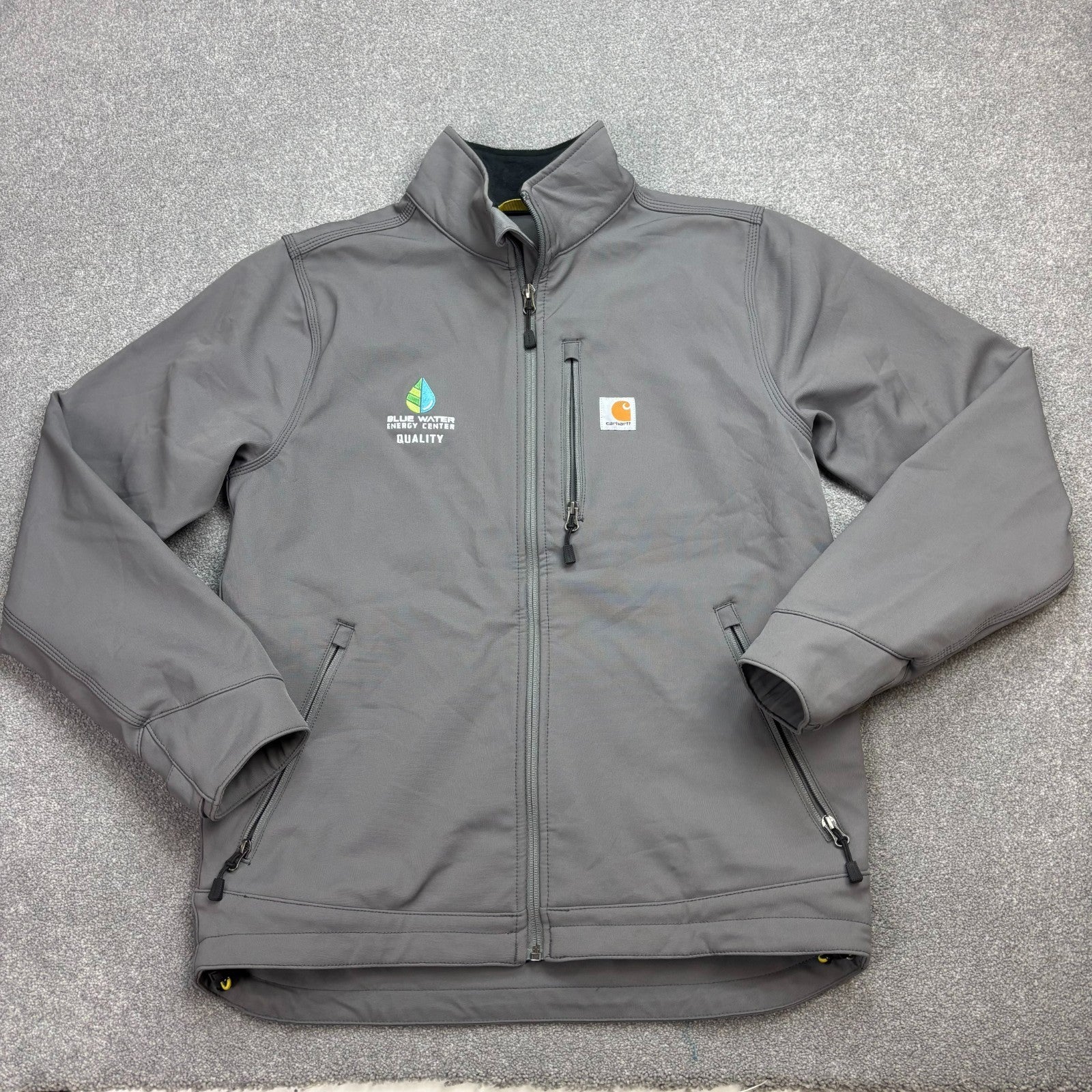 Carhartt Men’s Soft Shell Bomber Jacket – Grey, Lined Nylon Chore Coat, Medium