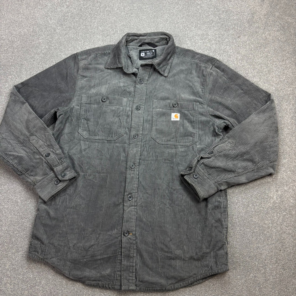 Carhartt WIP Corduroy Overshirt Shacket – Men’s Medium, Grey Utility Chore Jacket