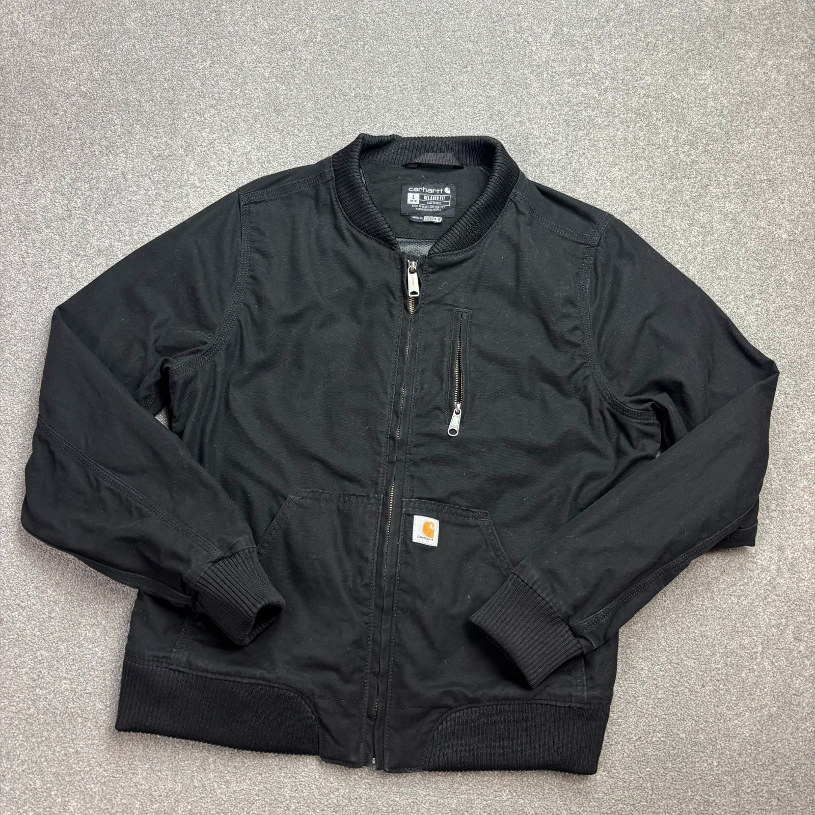 Carhartt Detroit Jacket Women’s Large – Black Canvas Workwear Bomber