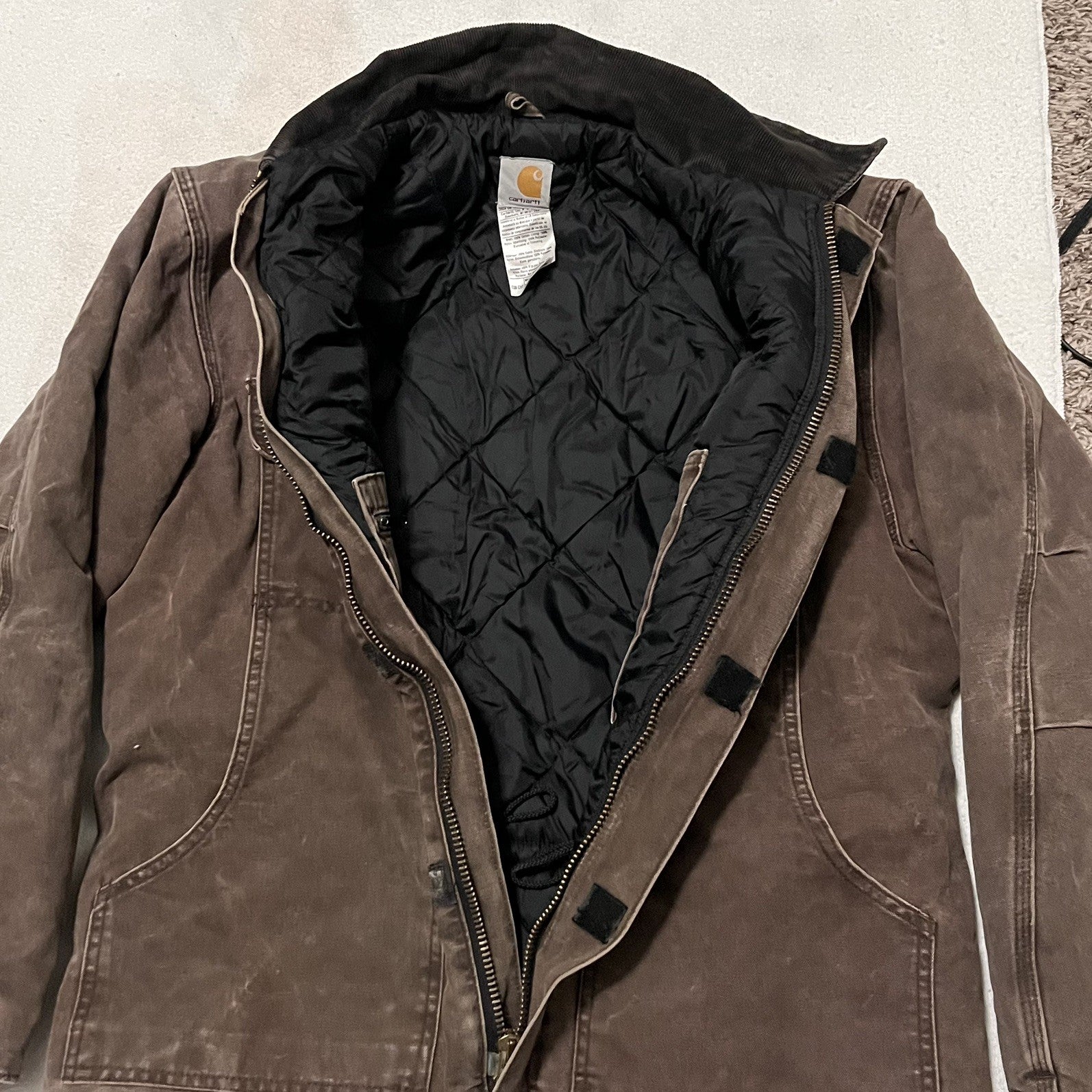 Vintage Carhartt Barn Chore Coat – Men’s Medium Brown Duck Canvas Quilted Lined