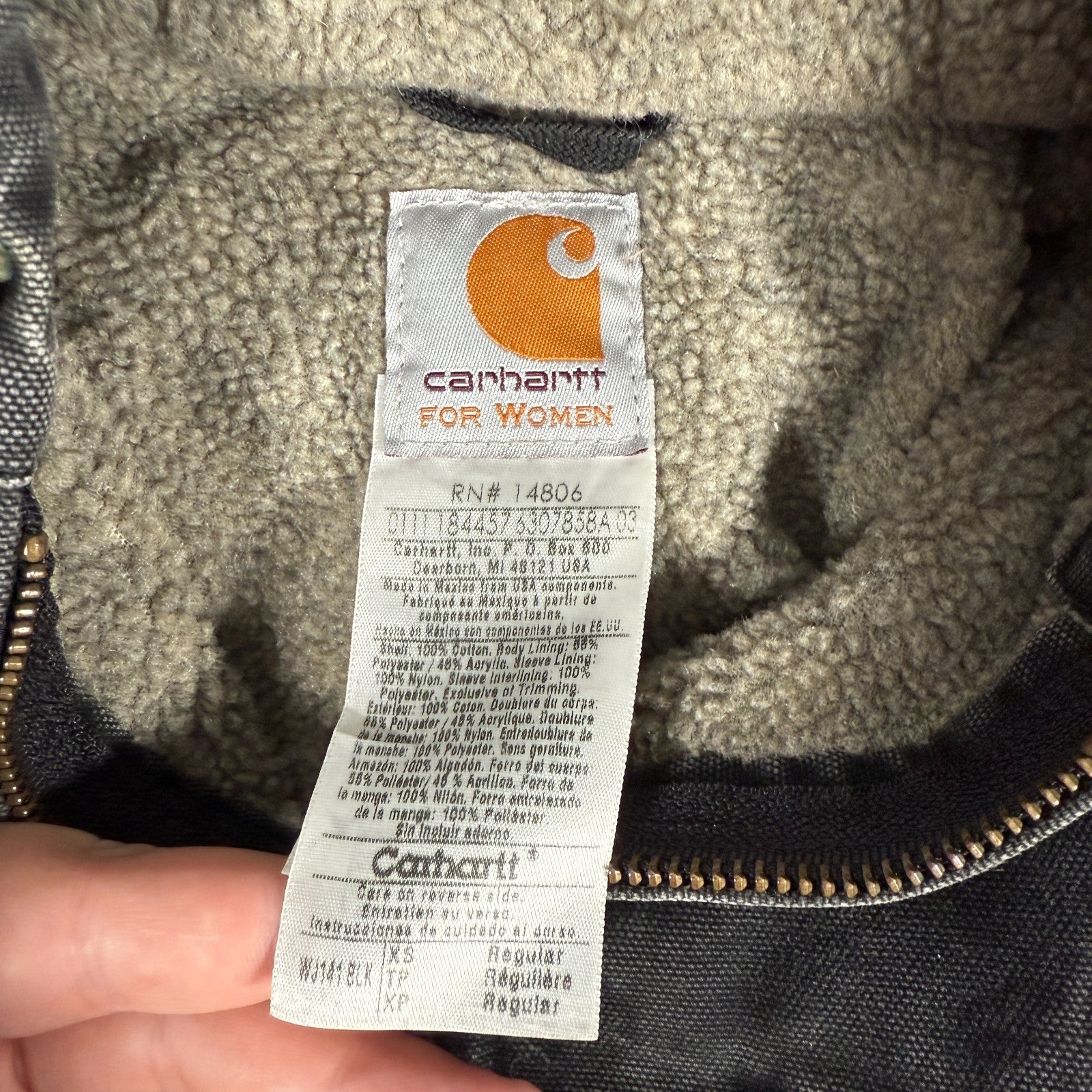 Carhartt Detroit Jacket Women’s XS – Black Sherpa Lined Hooded Full Zip