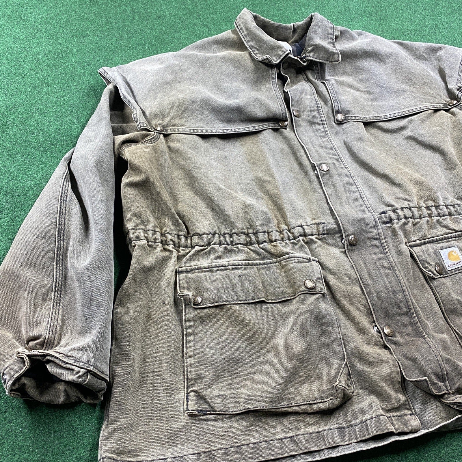Vintage Carhartt Duster Jacket – Men’s 2XL Brown Lined Work Coat (Sun Faded)