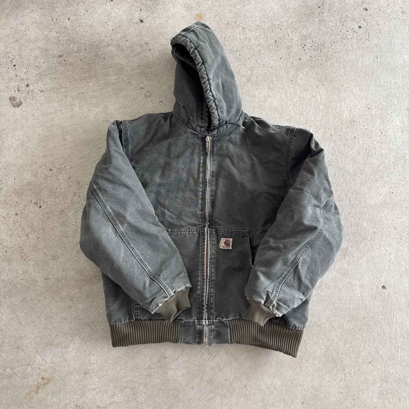 Vintage Carhartt J130 MOS Hooded Jacket – Men’s XL Moss Green Duck Canvas Quilted Lined