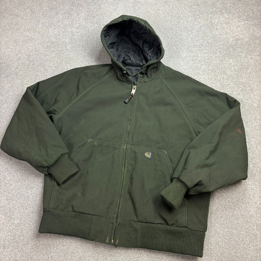 Carhartt J69 Active Jacket Men’s Medium – Green Quilted Lined Workwear Hoodie