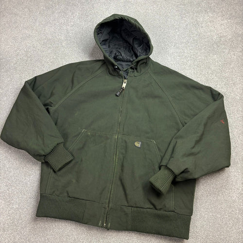 Carhartt J69 Active Jacket Men’s Medium – Green Quilted Lined Workwear Hoodie