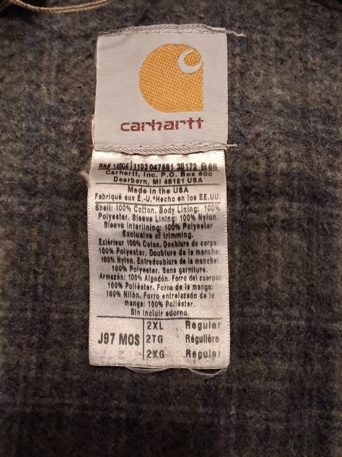 VTG Carhartt J97 Detroit Jacket – Men’s 2XL MOS Olive Green Blanket Lined Duck (Rare)