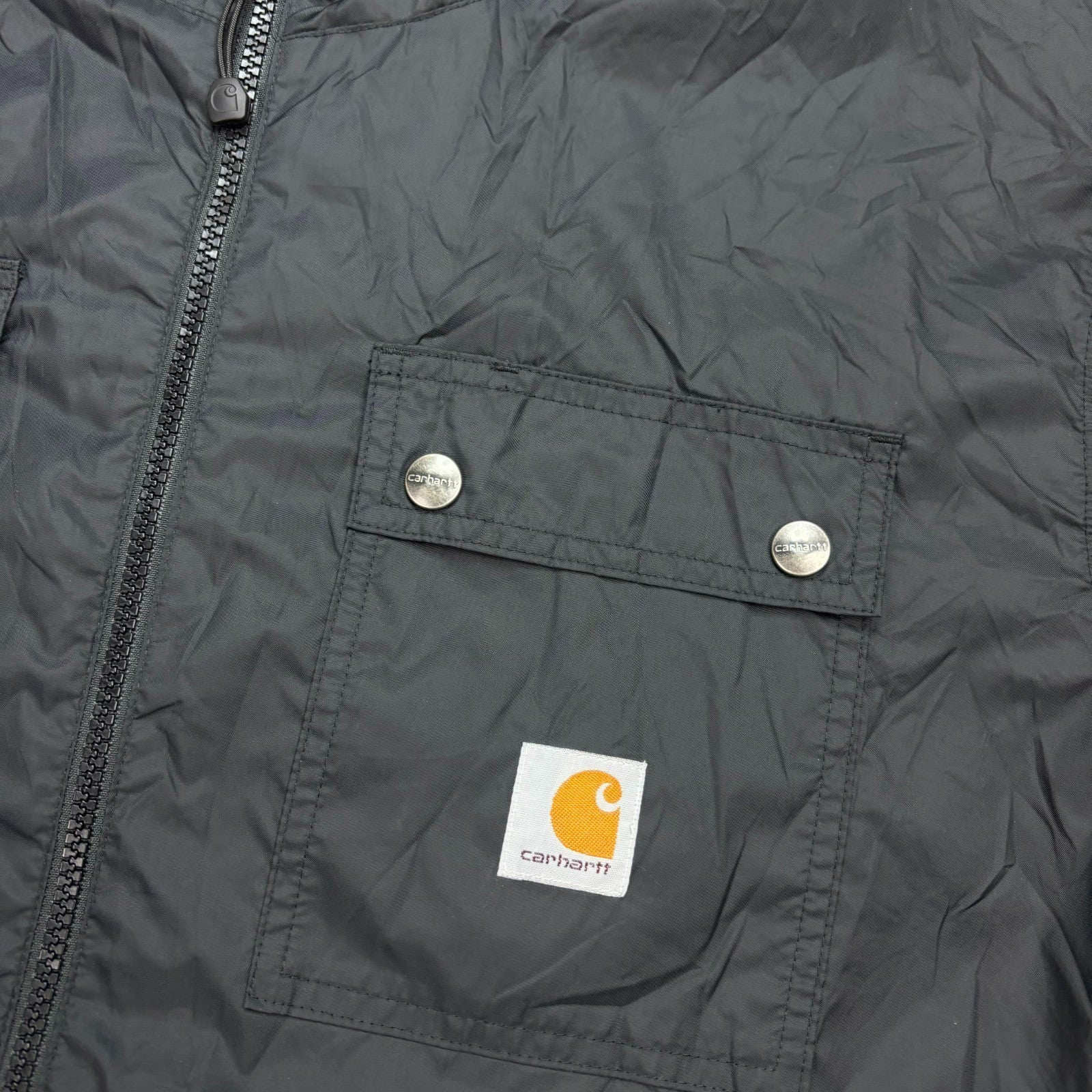 Carhartt Men’s Lightweight Windbreaker Jacket – Black, Lined, Hooded (Adult Large)