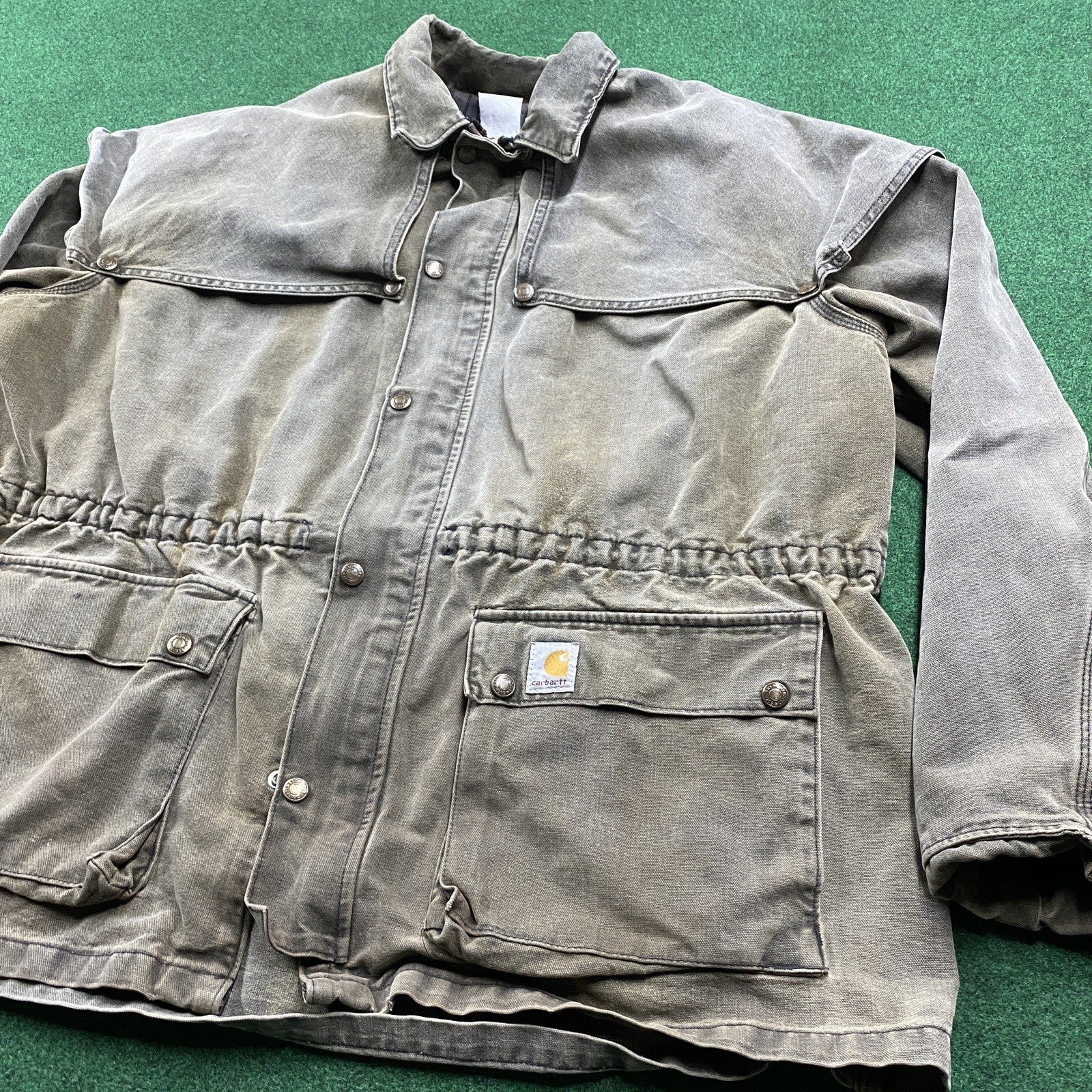 Vintage Carhartt Duster Jacket – Men’s 2XL Brown Lined Work Coat (Sun Faded)