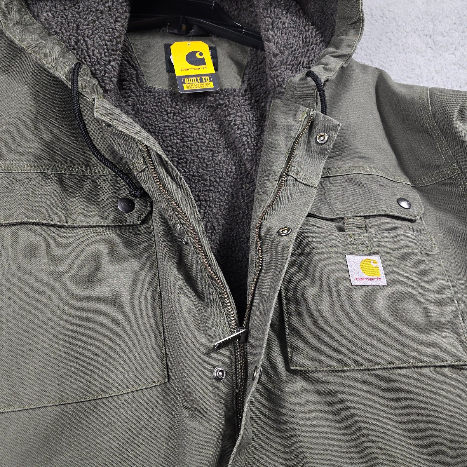Carhartt Sherpa-Lined Hooded Jacket – Men’s 3XL Green Heavyweight Outdoor (NWT)