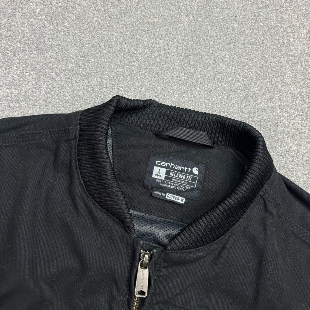 Carhartt Detroit Jacket Women’s Large – Black Canvas Workwear Bomber