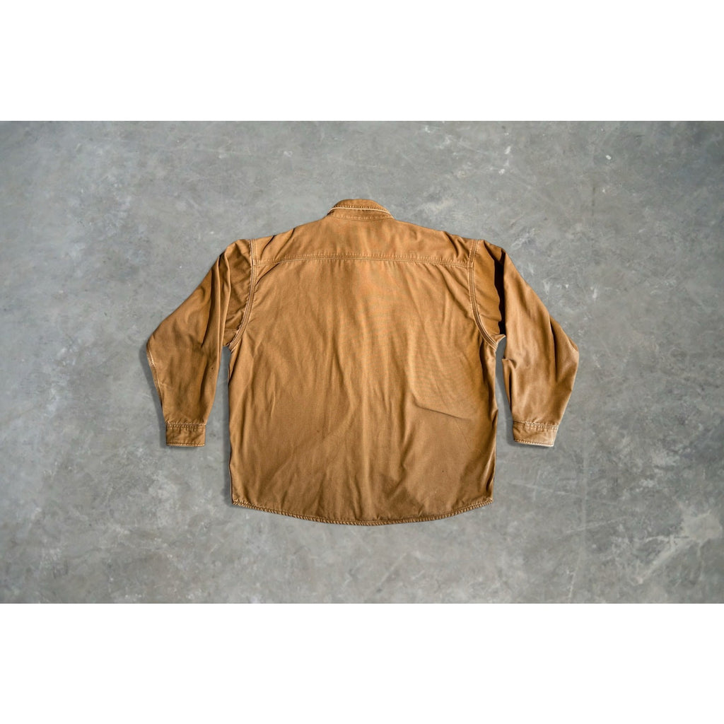 Carhartt Flannel-Lined Canvas Shirt Jacket – Men’s 2XL Distressed Workwear