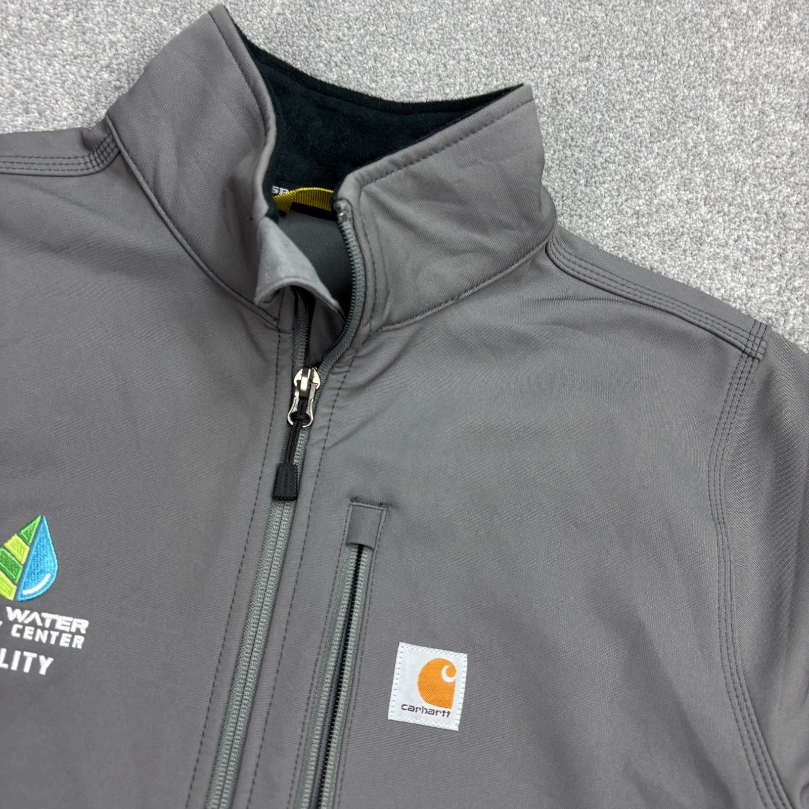 Carhartt Men’s Soft Shell Bomber Jacket – Grey, Lined Nylon Chore Coat, Medium