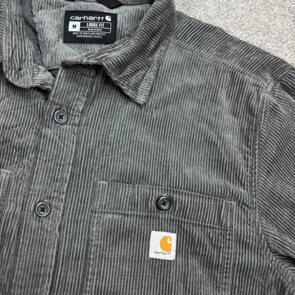 Carhartt WIP Corduroy Overshirt Shacket – Men’s Medium, Grey Utility Chore Jacket