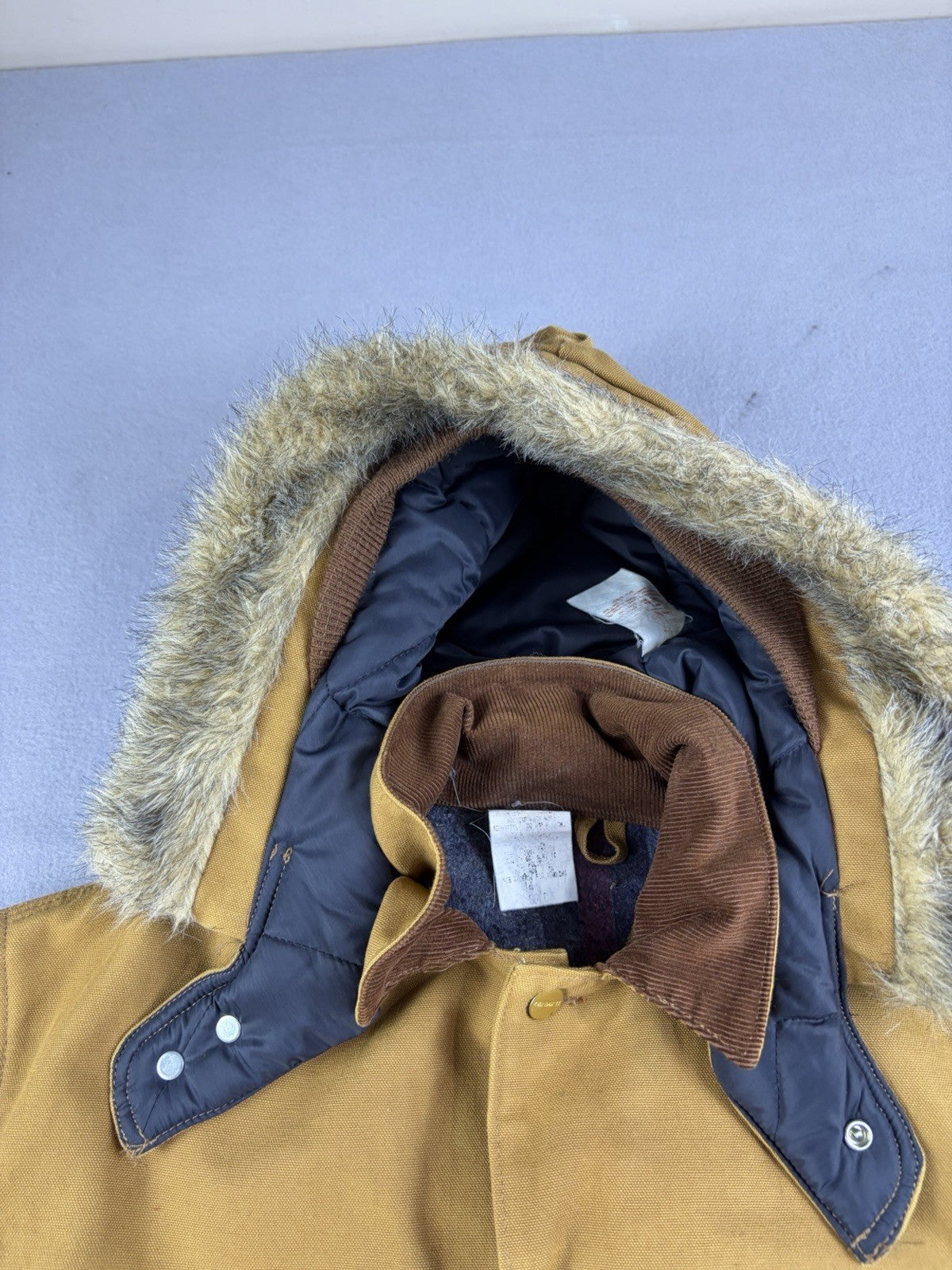 Vintage Carhartt Barn Jacket – Men’s Size 44 Brown Canvas Blanket Lined, USA Made