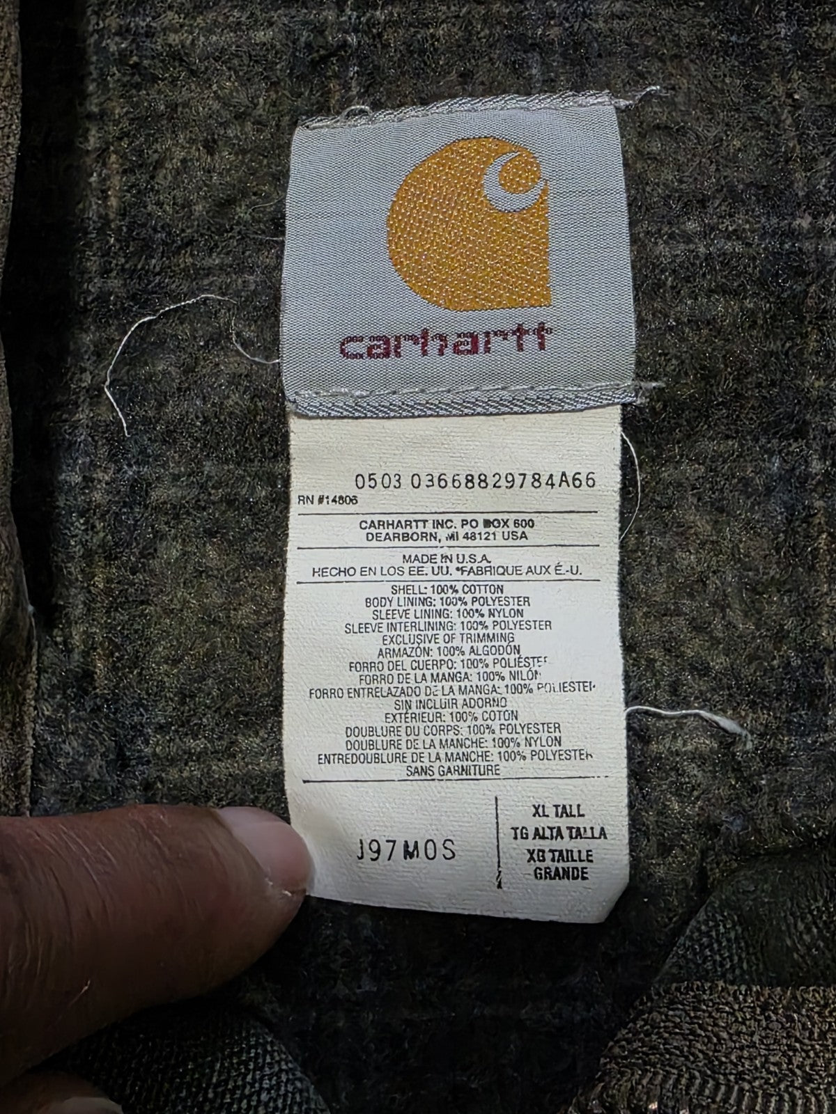 Vintage Carhartt J97 MOS Detroit Jacket – Green, Made in USA, Men’s XL Tall (XLT)