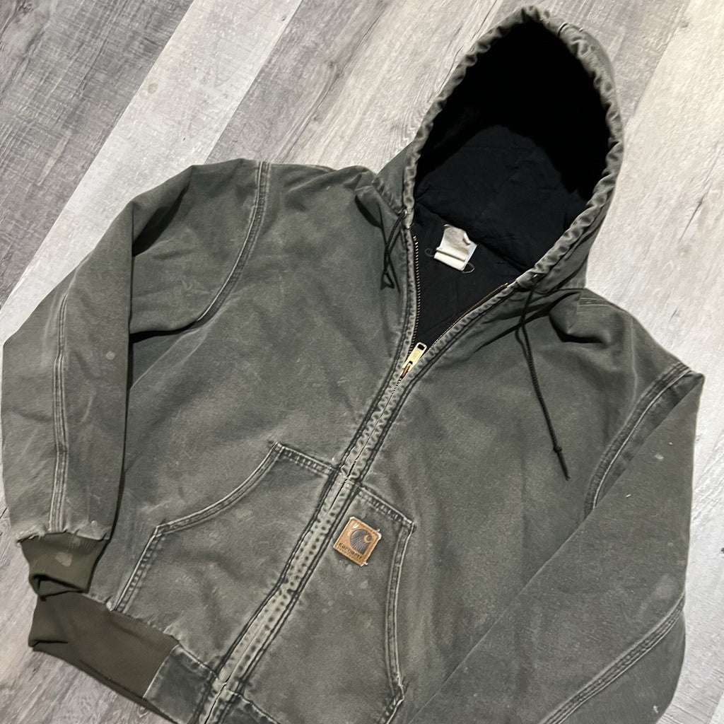VTG Carhartt J68 MOS Jacket – Men’s XL Faded Green Moss Canvas Workwear