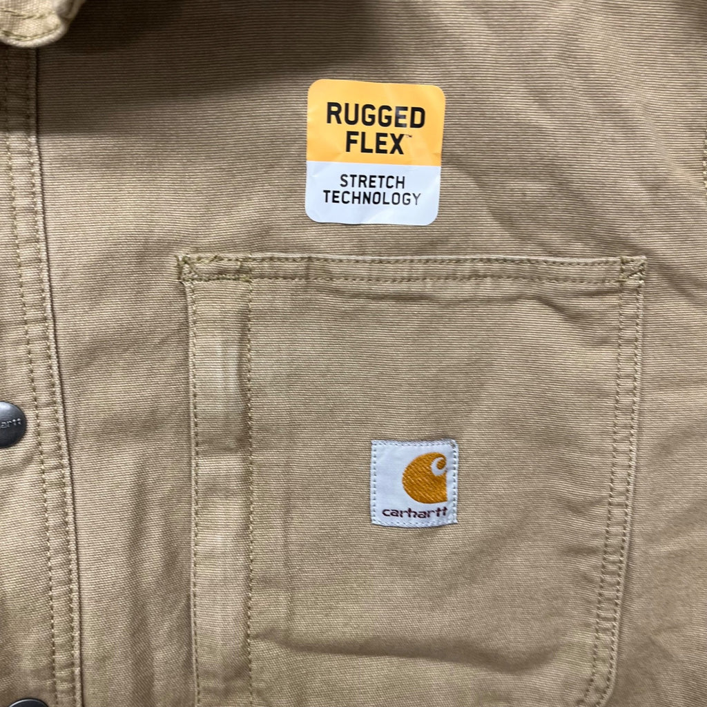 Carhartt Rugged Flex Shirt Jacket (Shacket) – Men’s Large – Tan Fleece Lined Workwear