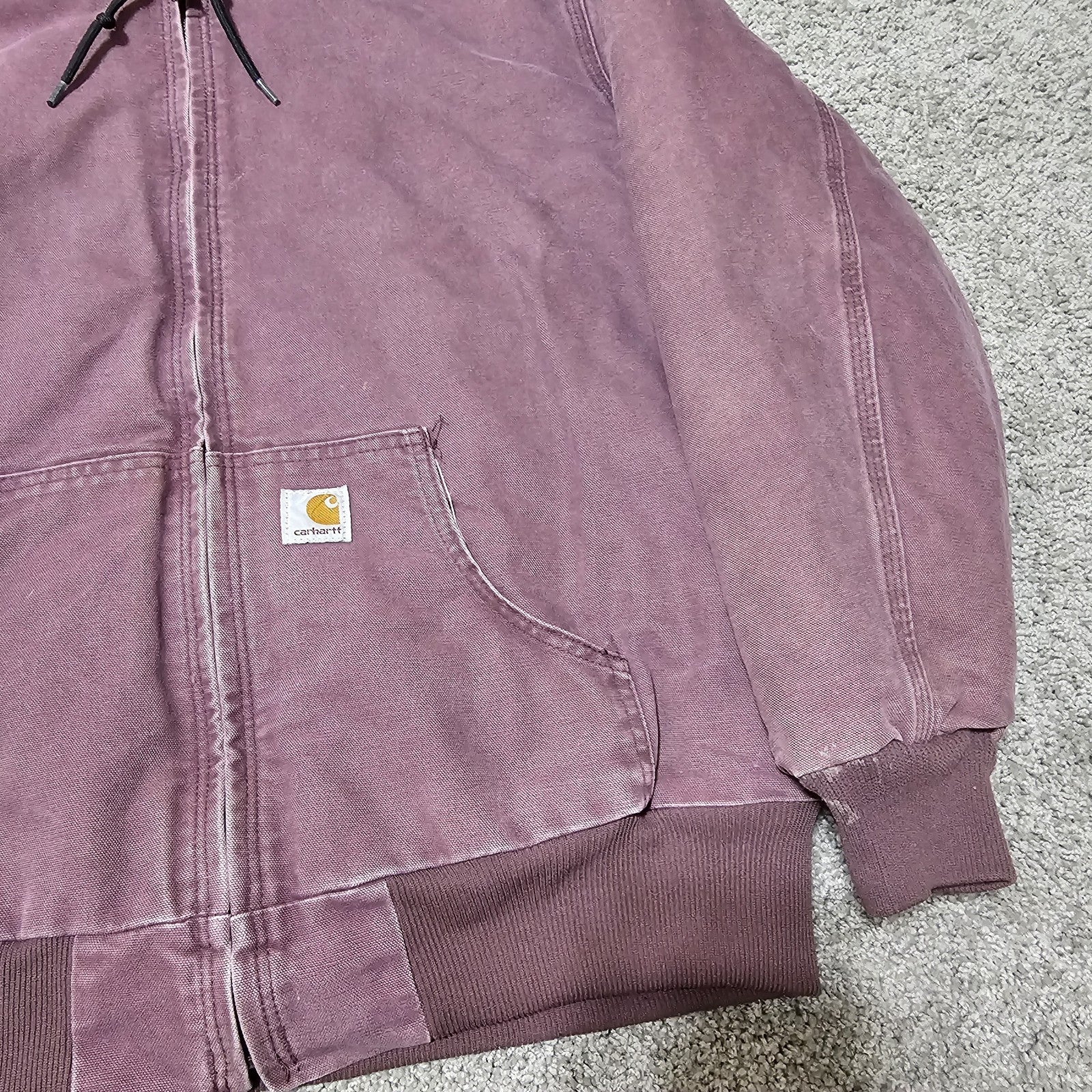 Vintage Carhartt WJ130 Women’s Hooded Jacket – Plum Purple (DPM) Quilt Lined – Size L