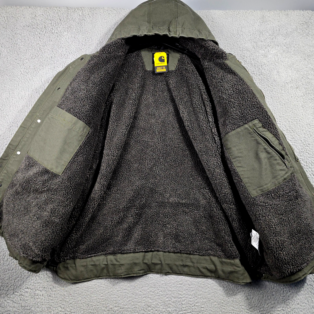 Carhartt Sherpa-Lined Hooded Jacket – Men’s 3XL Green Heavyweight Outdoor (NWT)