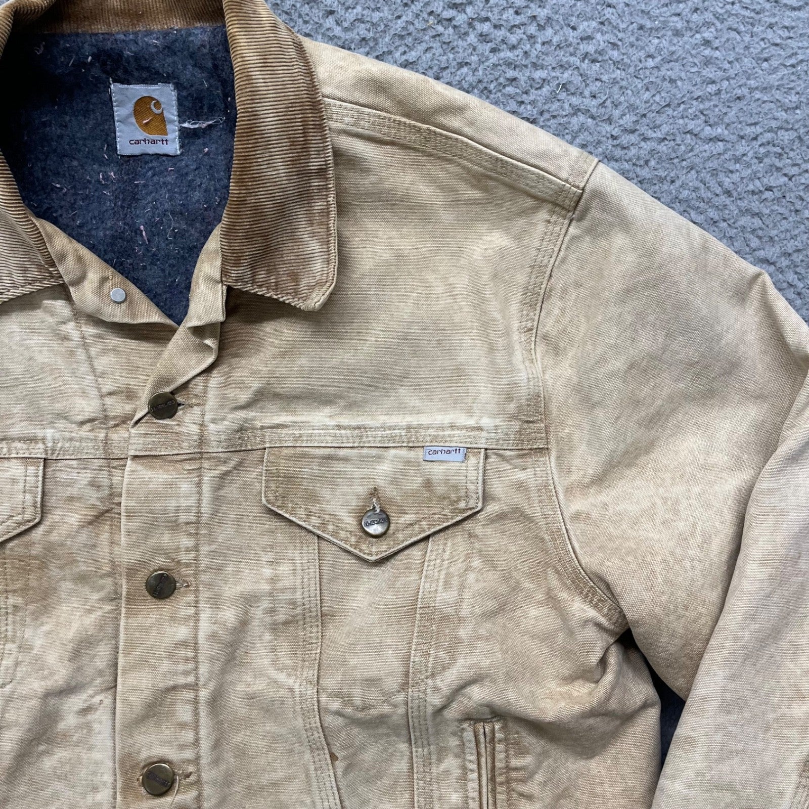 Vintage Carhartt Trucker Jacket – Men’s Medium – Brown/Tan Blanket Lined Workwear