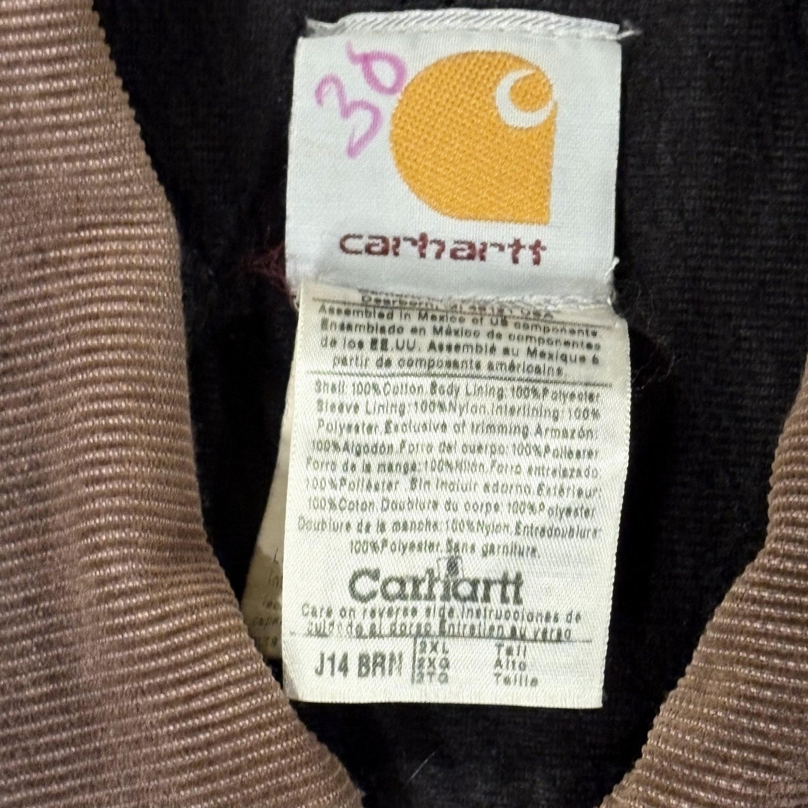 Vintage Carhartt Santa Fe Jacket – Men’s 2XL Tall Brown Duck Canvas Quilted Lined