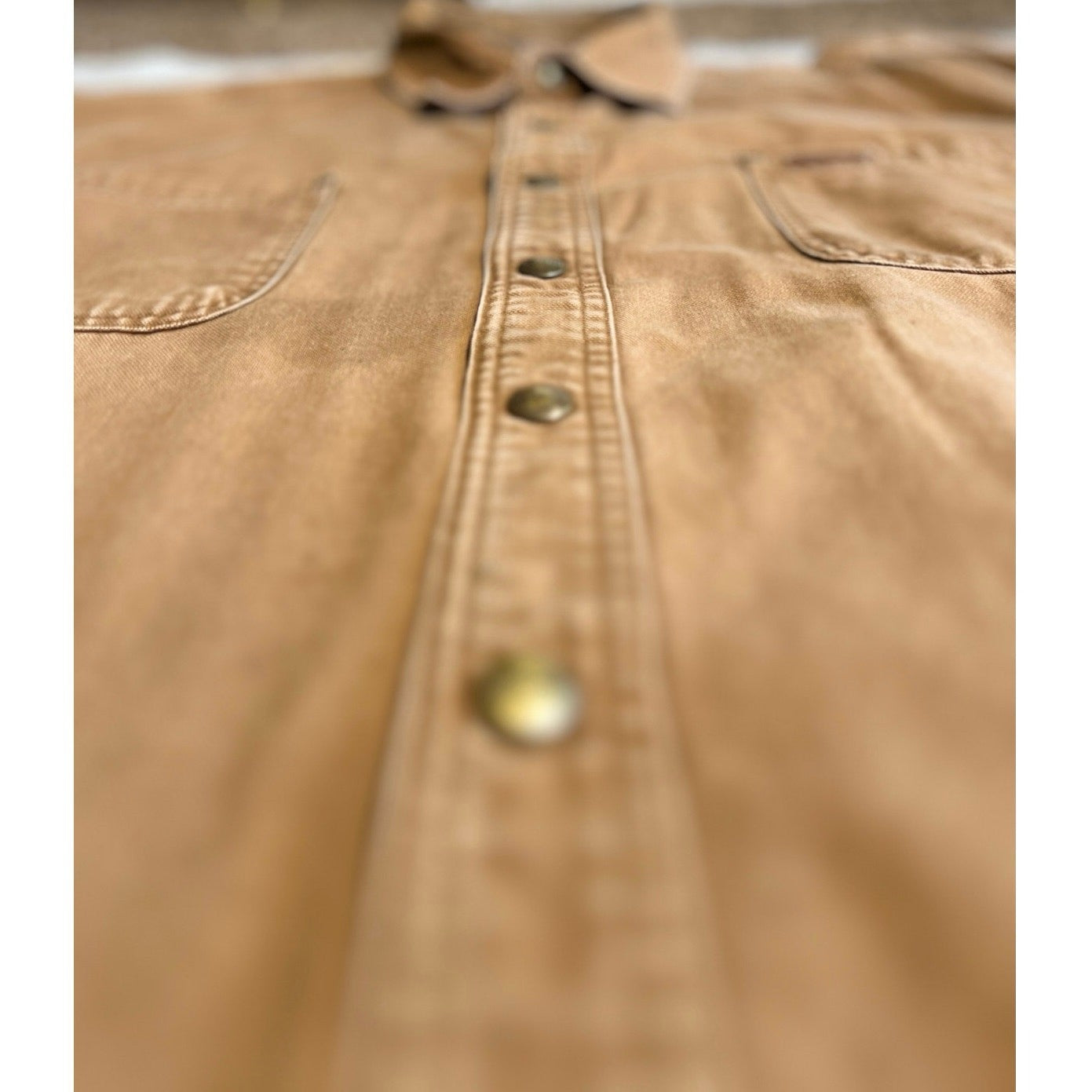 Carhartt Flannel-Lined Canvas Shirt Jacket – Men’s 2XL Distressed Workwear