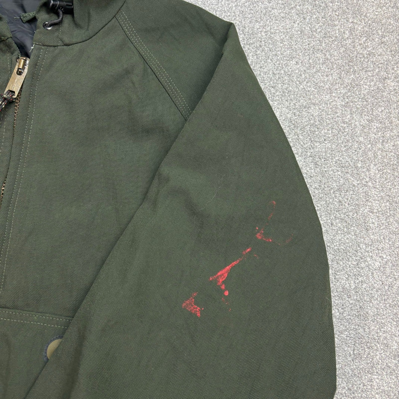 Carhartt J69 Active Jacket Men’s Medium – Green Quilted Lined Workwear Hoodie