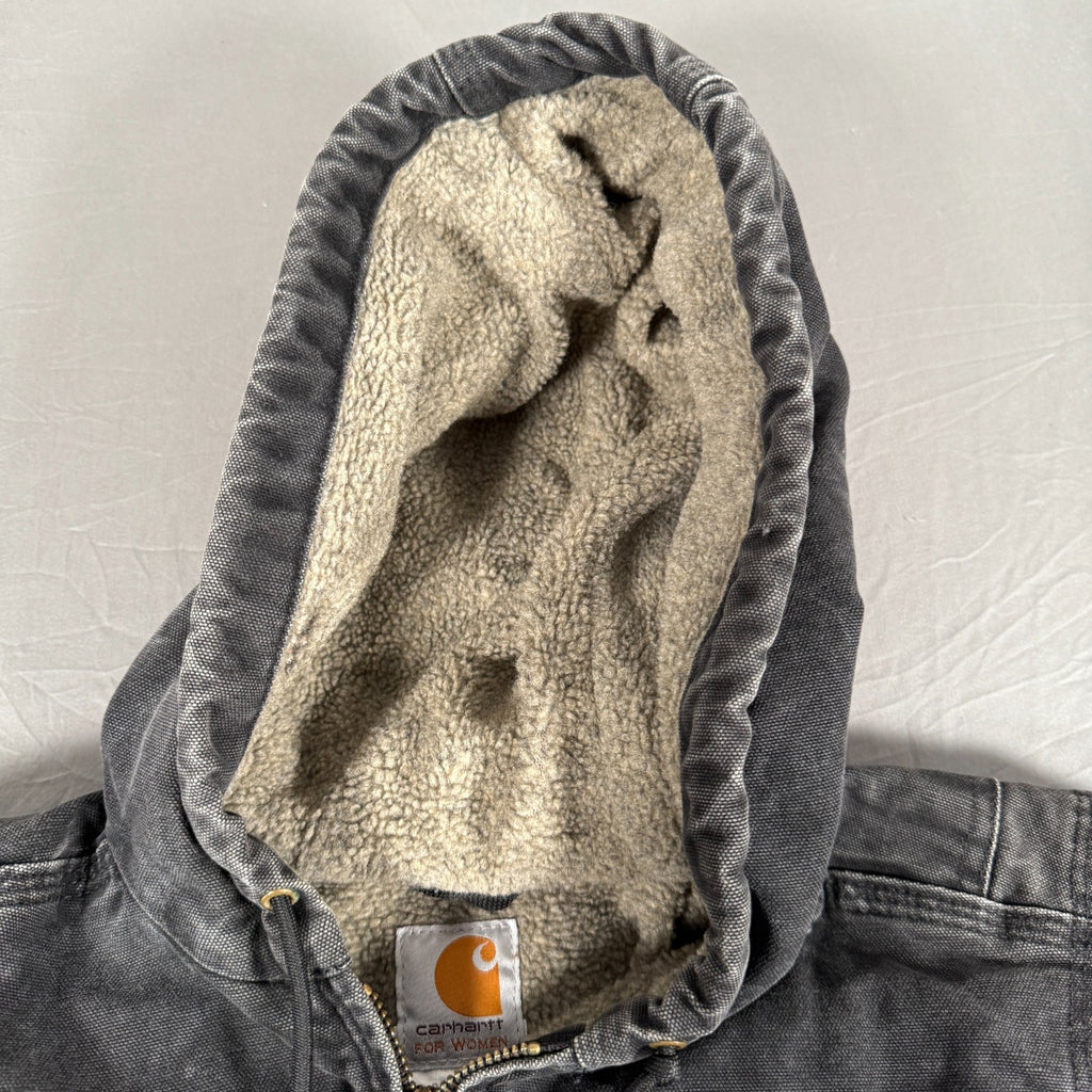Carhartt Detroit Jacket Women’s XS – Black Sherpa Lined Hooded Full Zip
