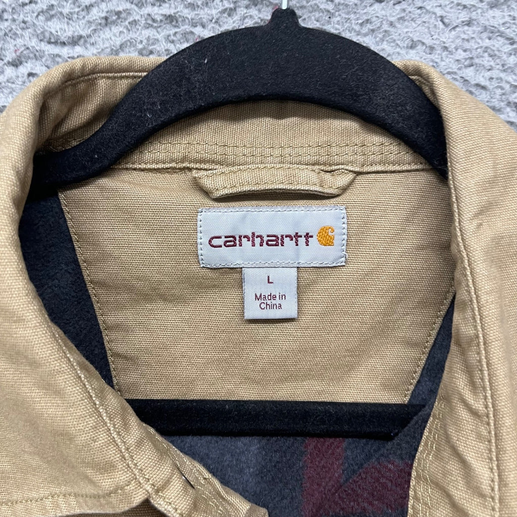 Carhartt Rugged Flex Shirt Jacket (Shacket) – Men’s Large – Tan Fleece Lined Workwear