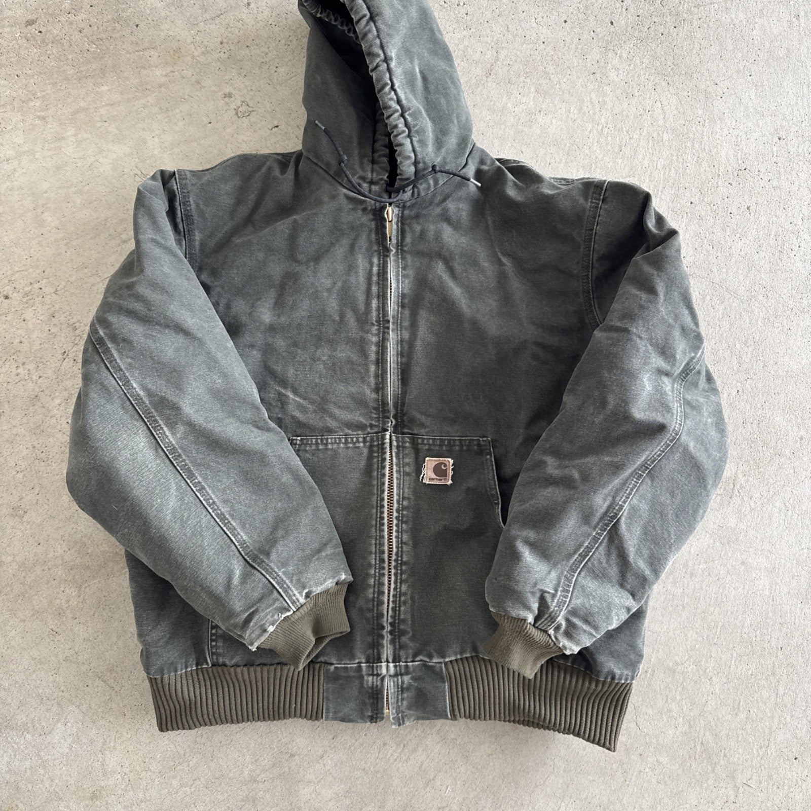 Vintage Carhartt J130 MOS Hooded Jacket – Men’s XL Moss Green Duck Canvas Quilted Lined