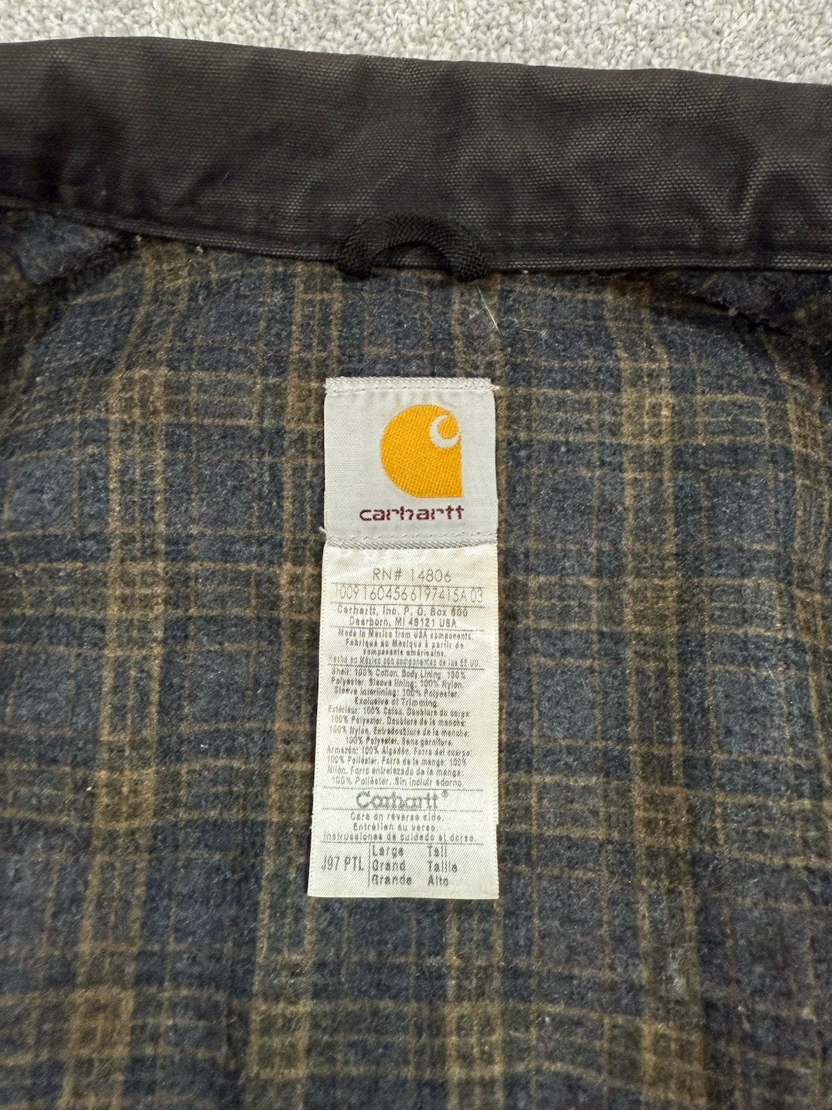 Vintage Carhartt J96 Detroit Jacket – Men’s Large Dark Gray Blanket Lined Canvas