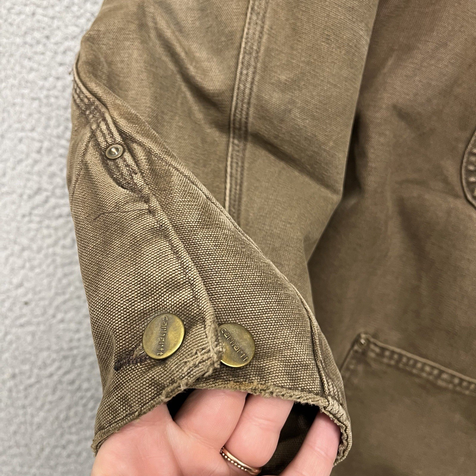 Vintage Carhartt Chore Coat – Men’s Large – Brown Canvas Blanket Lined Barn Jacket USA Made