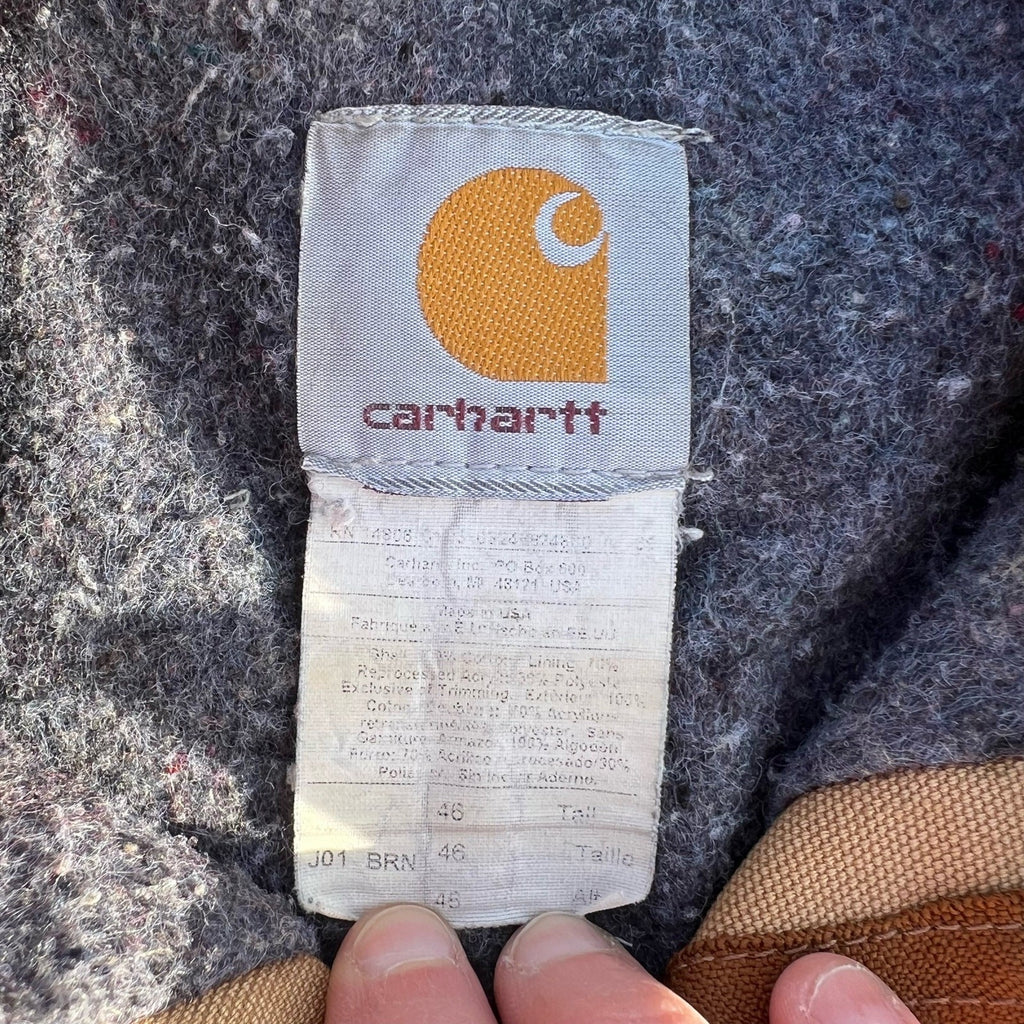 Vintage Carhartt J01 Detroit Jacket – Men’s 46 Tall Brown Faded Blanket Lined