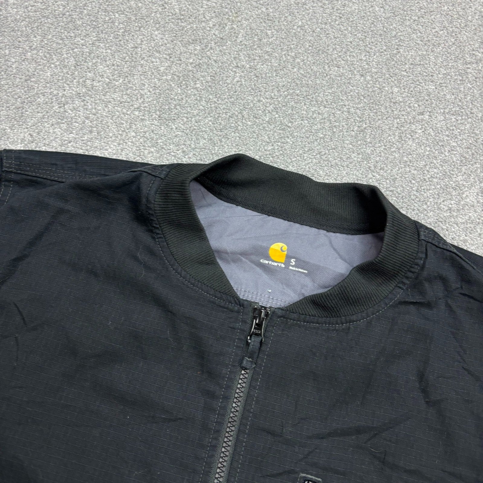 Carhartt Men’s Canvas Bomber Jacket – Black Workwear Chore Utility, Small