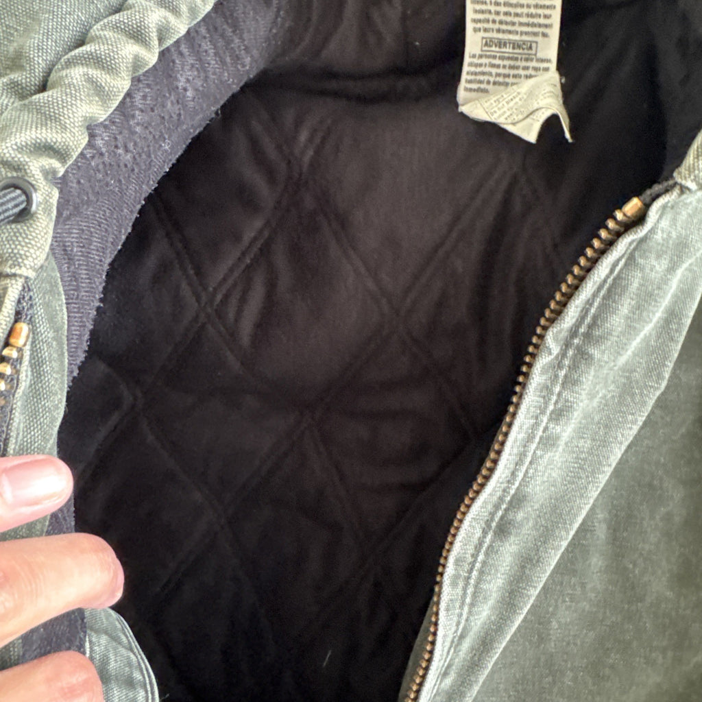 Vintage Carhartt J130 MOS Hooded Jacket – Men’s XL Moss Green Duck Canvas Quilted Lined